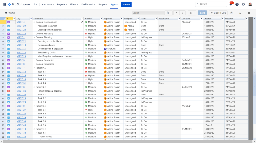 The app's interface mirrors a regular Excel spreadsheet.